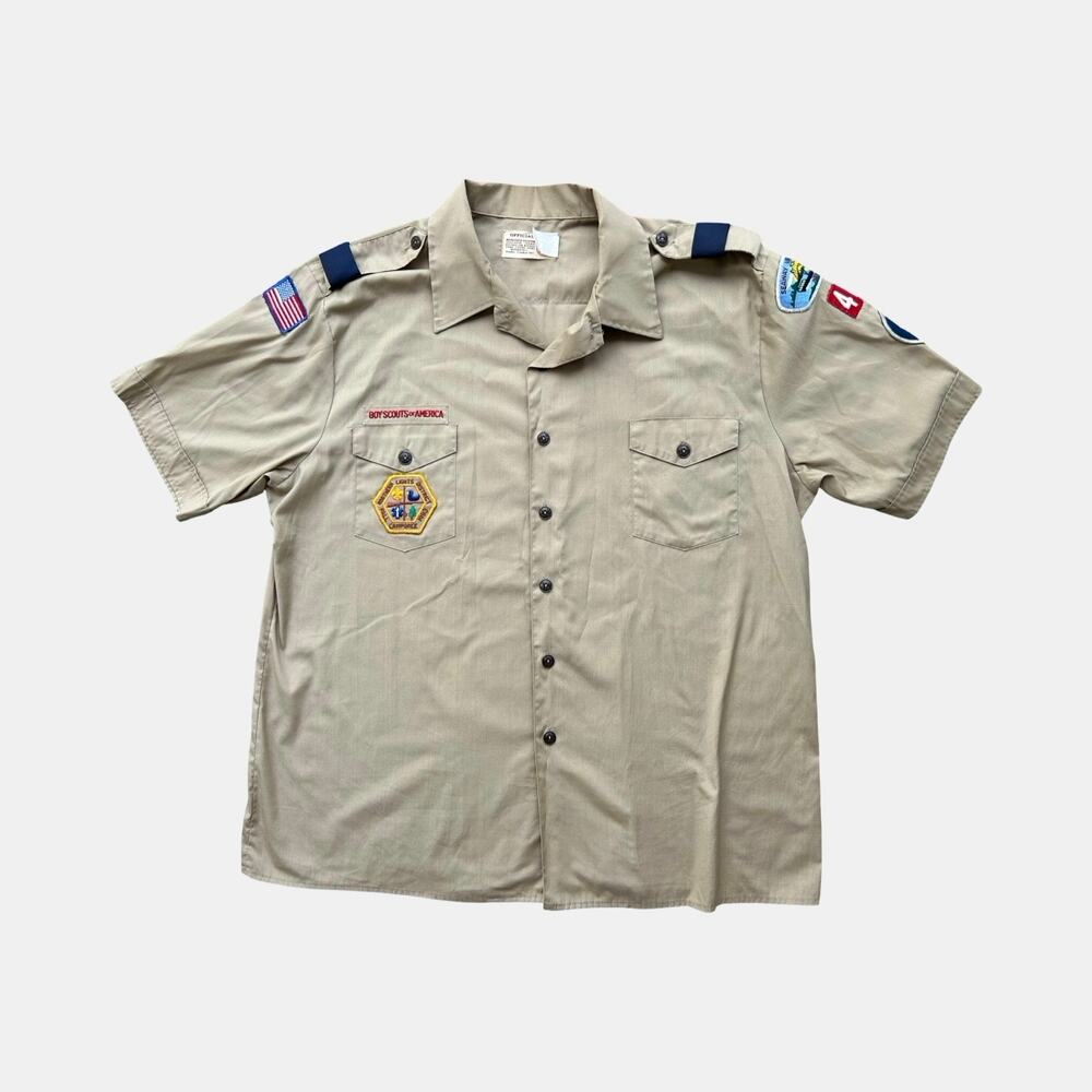 Vintage 80s Boy Scouts of America Cubmaster Uniform Shirt Adult XLarge New York